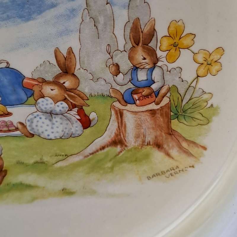 Bunnykins Large Porridge Bowl 'Picnic' - Signed by Barbara Vernon