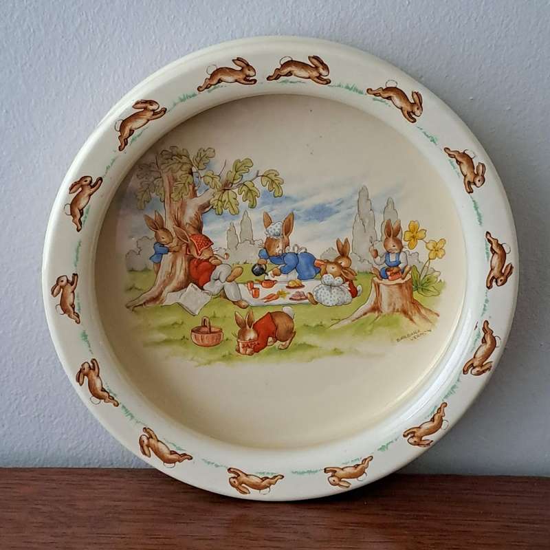 Bunnykins Large Porridge Bowl 'Picnic' - Signed by Barbara Vernon
