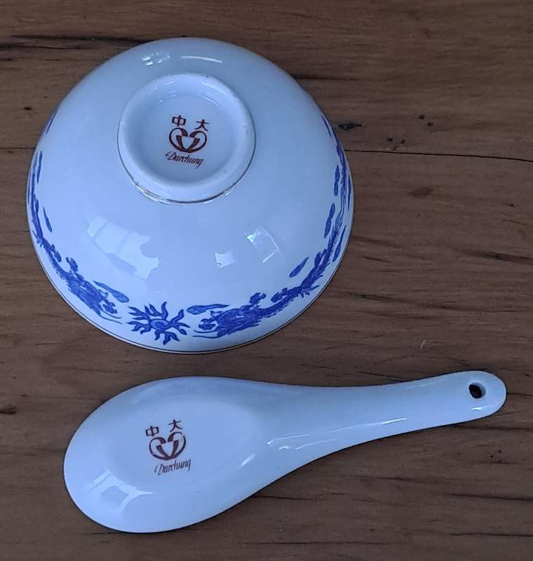 Chinese Rice Bowls and Spoons - Set of six