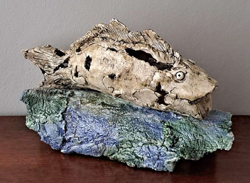 Abstract Fish signed by Lois Strong