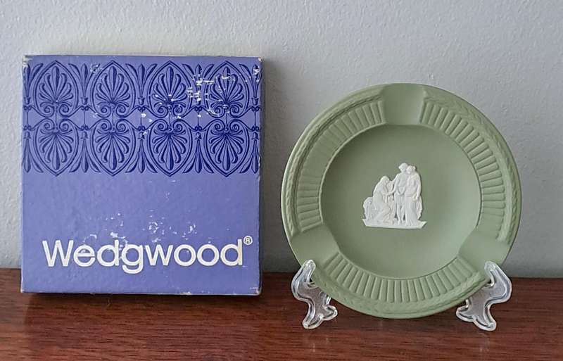 Wedgwood Jasperware Sage Green Fluted Ashtray - Boxed