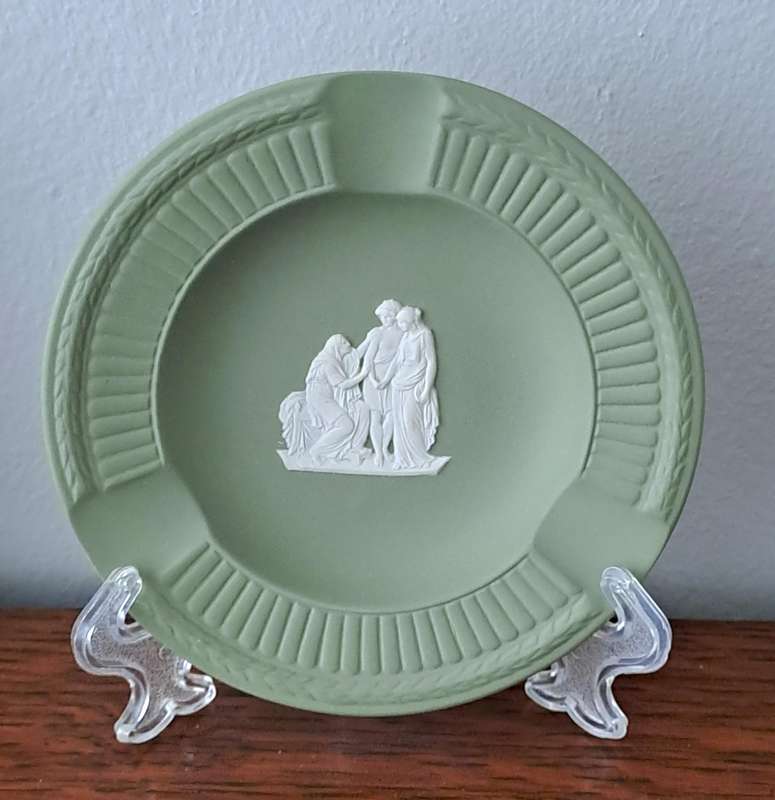 Wedgwood Jasperware Sage Green Fluted Ashtray - Boxed