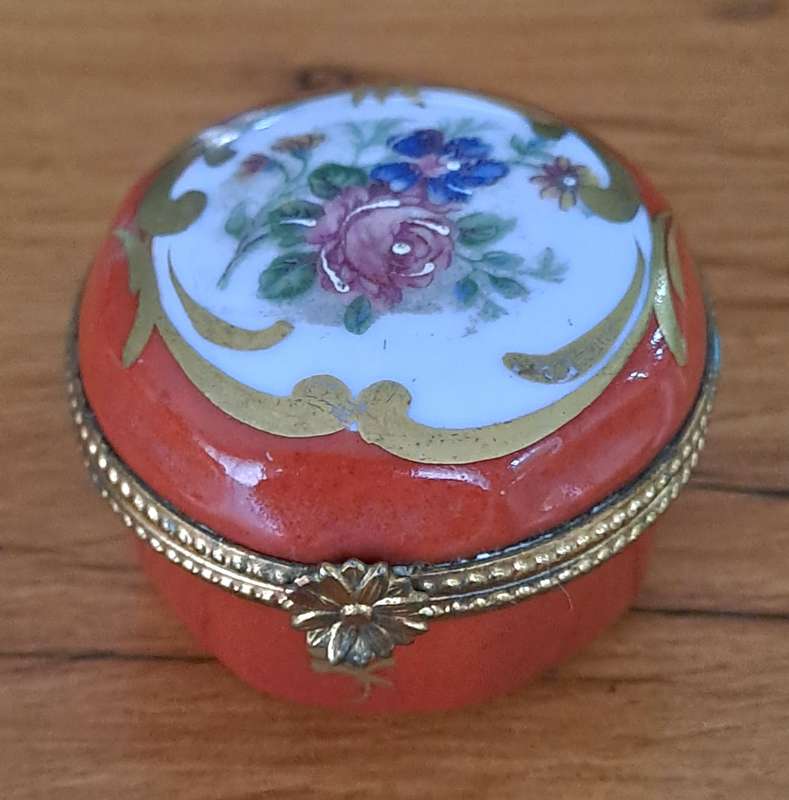 French Hinged Pill/Trinket Box