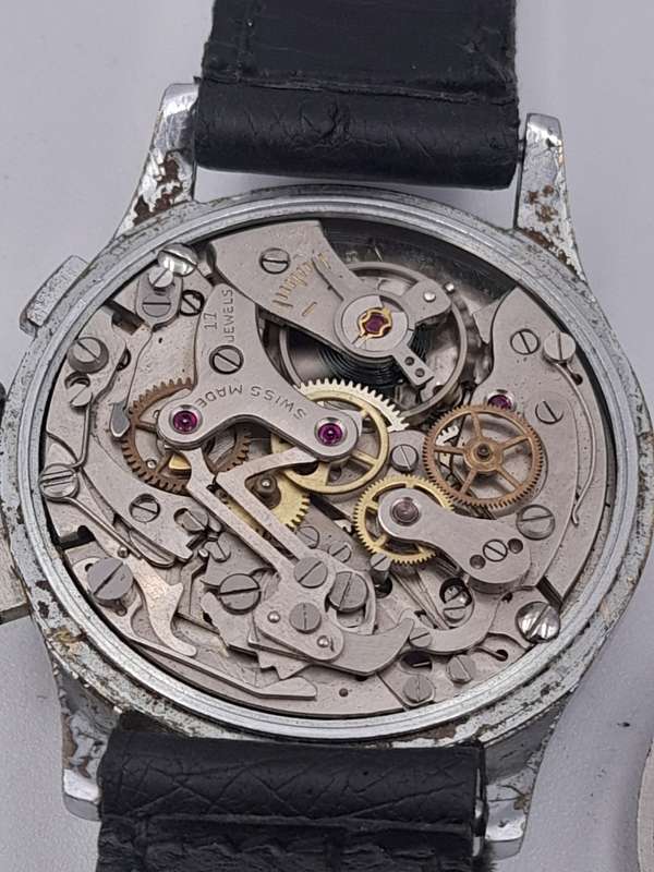 Olma vintage Nivaflex chronograph WORKING 34mm ex crown 43mm lug to lug