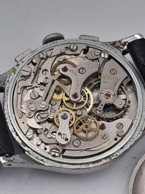 Olma vintage Nivaflex chronograph WORKING 34mm ex crown 43mm lug to lug