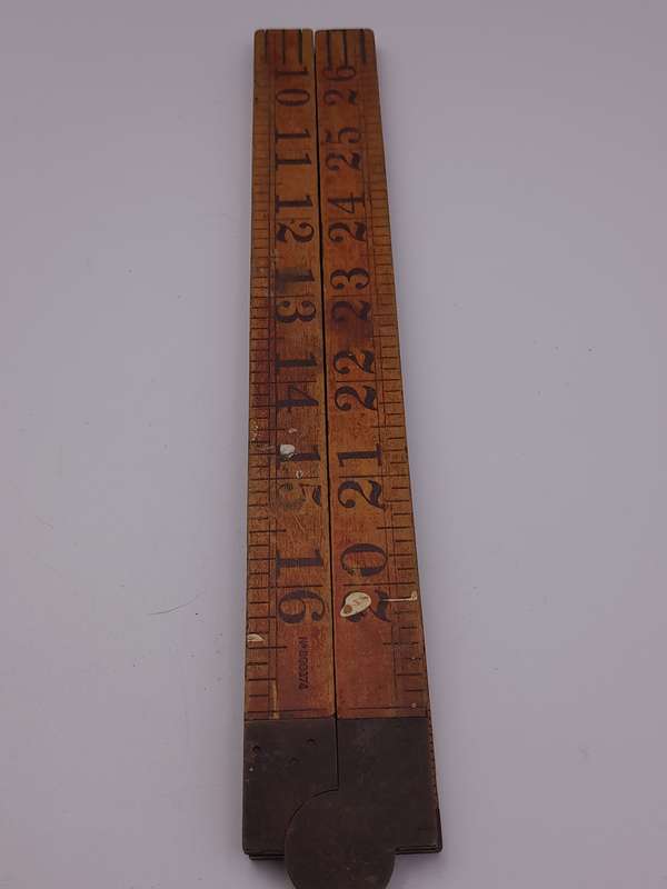 Antique Subren warranted Boxwood and brass carpenten folding ruler measuring tape Made in Holland