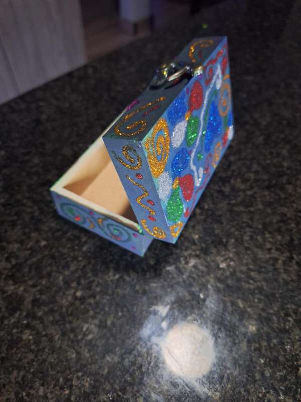 Wooden Glitter Decorated Jewellery Box