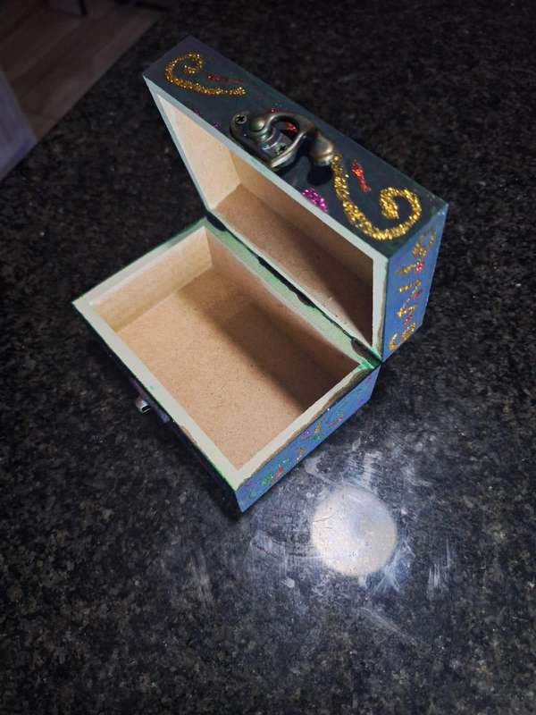 Wooden Glitter Decorated Jewellery Box