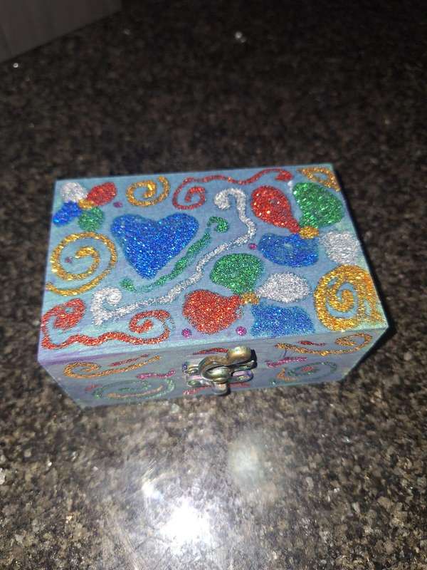Wooden Glitter Decorated Jewellery Box