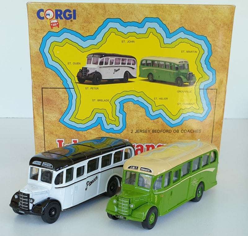 2 x Jersey Bedford OB coaches `Island Transport` set