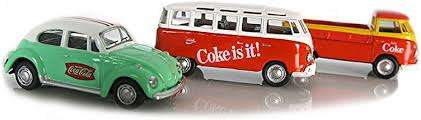 VW Coke Gift Set Beetle, T1 Pickup Samba Bus NEW