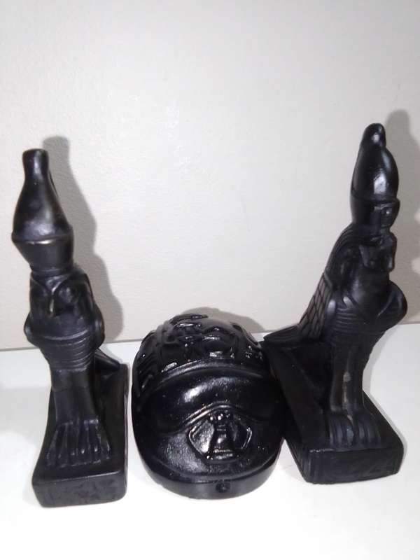 Rare Ancient Egyptian Beetle from Egyptian Mythology and two Horus Falcons protector of the Pharaoh.