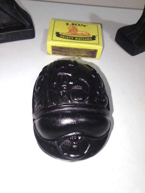 Rare Ancient Egyptian Beetle from Egyptian Mythology and two Horus Falcons protector of the Pharaoh.