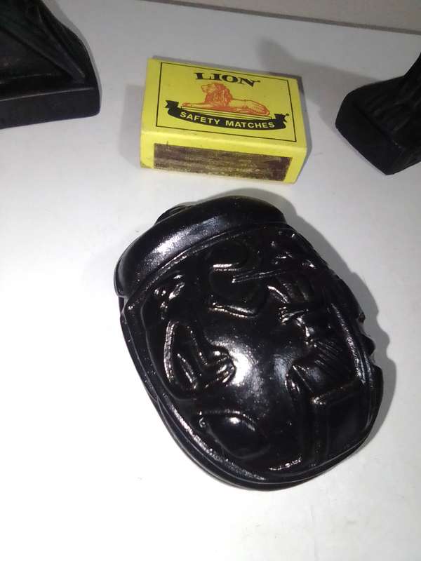 Rare Ancient Egyptian Beetle from Egyptian Mythology and two Horus Falcons protector of the Pharaoh.