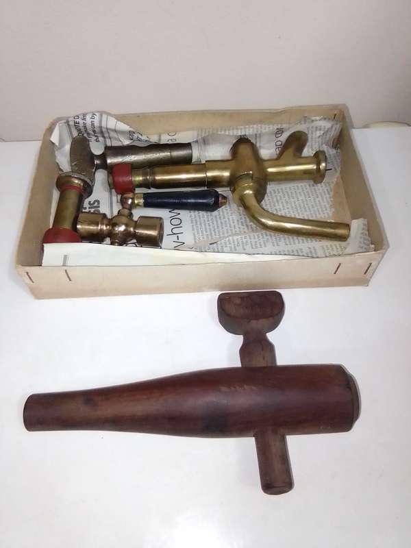 Old Vintage Wine Barrel taps. Bronze giant wine barrel faucet + a Inline, a Drain and release plug.