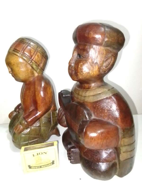 Very Rare Antique Collectable Chinese Carved Wood Ancestor Statues copy from 19th Century figurines.