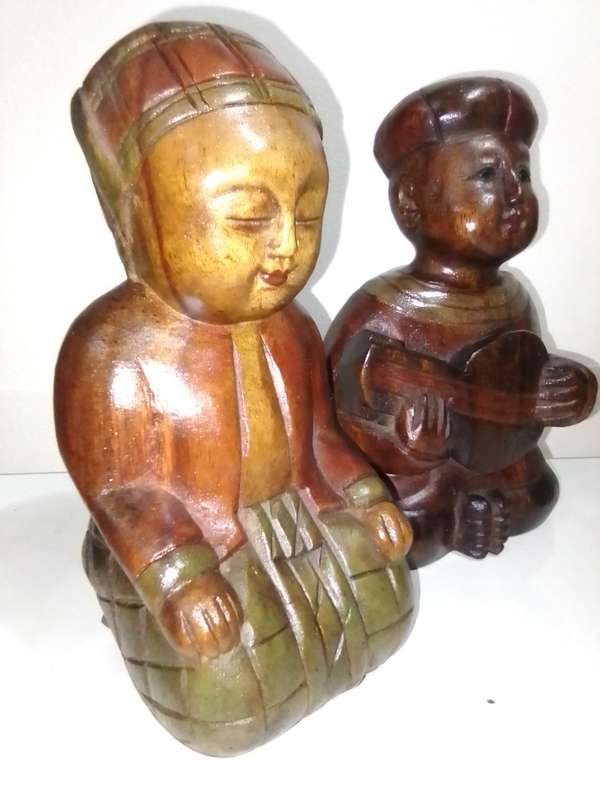 Very Rare Antique Collectable Chinese Carved Wood Ancestor Statues copy from 19th Century figurines.