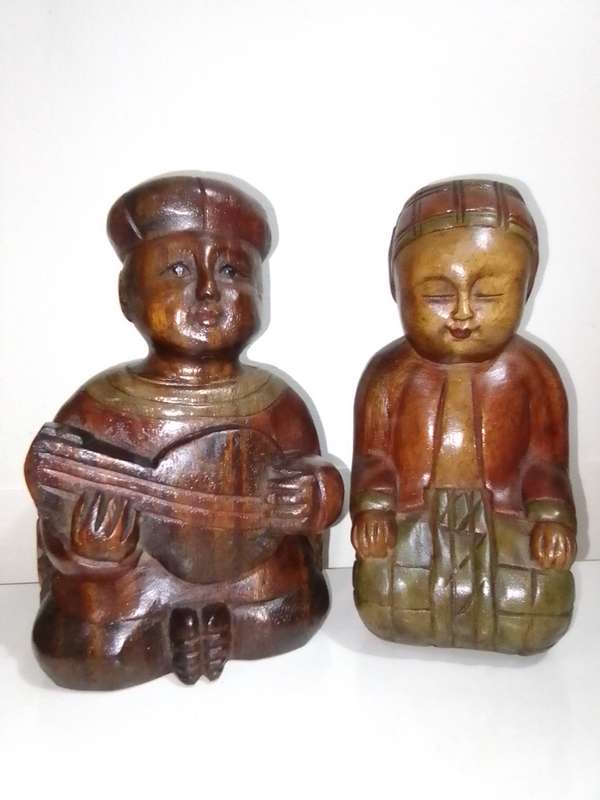 Very Rare Antique Collectable Chinese Carved Wood Ancestor Statues copy from 19th Century figurines.