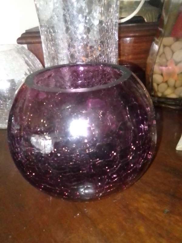 3 x Vintage Crackle glass vase`s. Gorgeous crackled glass bowls/Vases all Stunning. No Cracks/Chips