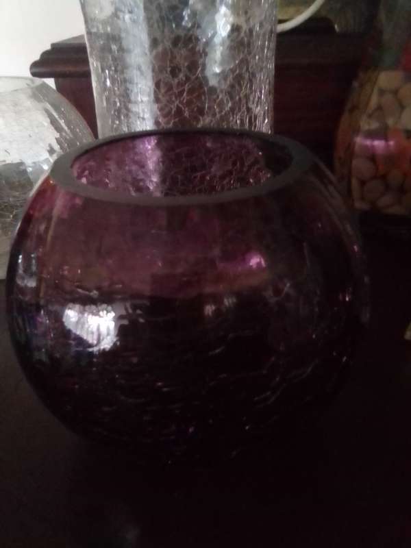 3 x Vintage Crackle glass vase`s. Gorgeous crackled glass bowls/Vases all Stunning. No Cracks/Chips