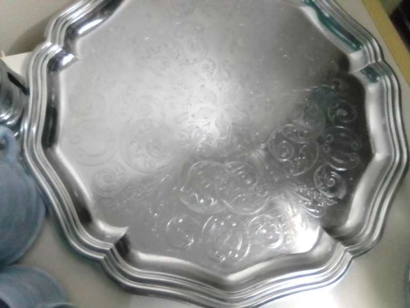 Chrome covered 1940s Light Blue Tea Set By Everhot Tea/Coffie Pot Sugar bowl and milk jug / creamer