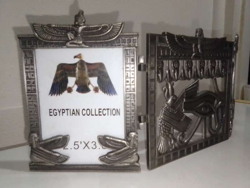 Egyptian pewter Tri-Fold photo frames. Picture frame from Egypt | Egyptian gifts. Like New.