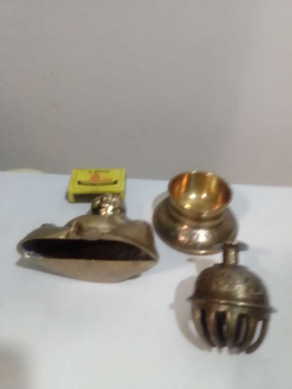 Awesome Chinese Brass Buddha, Budai, and a brass etched Tempel bell with stand holder.