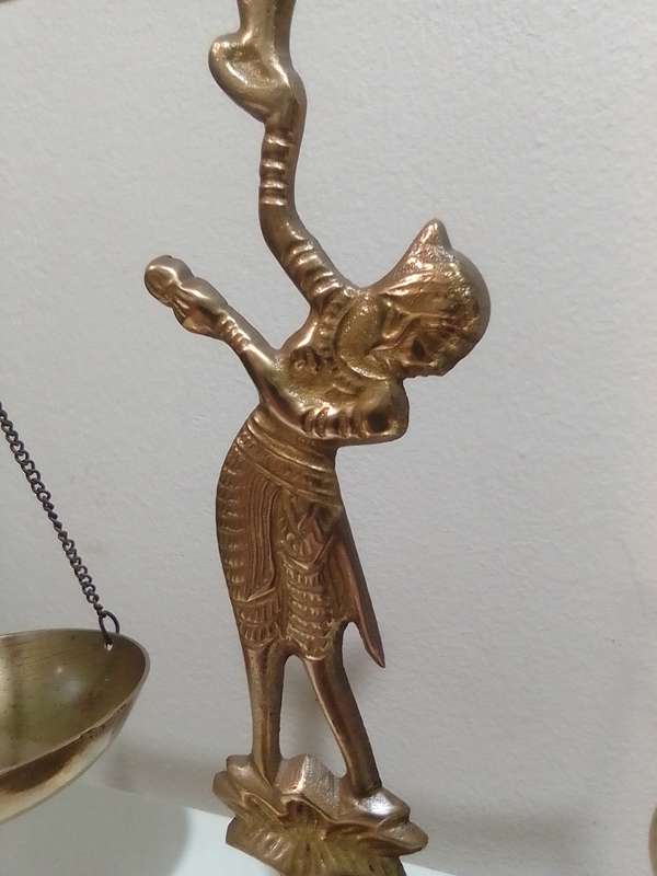 Vintage SCALES/ Egyptian Revival Vibe/ Wood base & Brass Metal Decorative Scale.