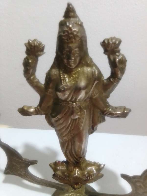Lighted oil lamp or Incense burner brass Onam Diwali vishu celebration Indian festival