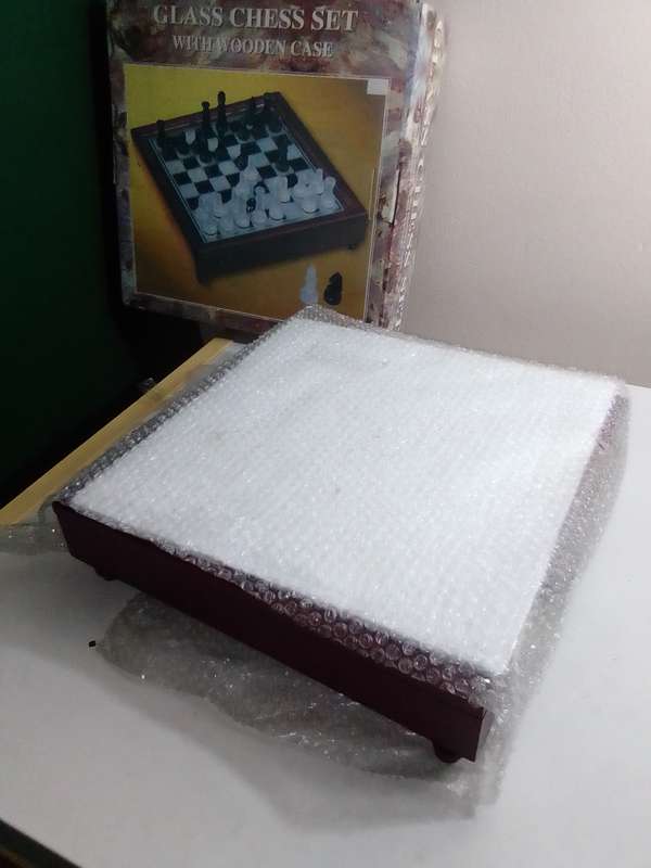 In box Glass Classic chess Set with storage in wooden case ideal game for 2 players