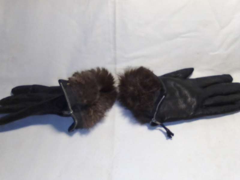 Vintage genuine Fur lined leather gloves, gift for girls, mom, Mother's Day