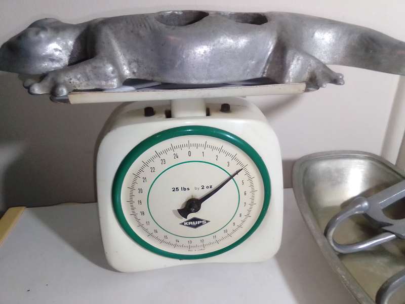 Vintage Aluminium Salamander Weight 4Kg's, ABC coat hanger, Bowl Sun City.