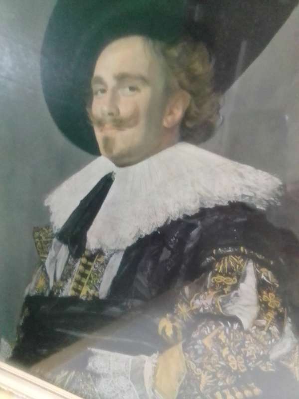 Signed {AETA-SVAE-26 A*1624}. A Print(1910) under Glass. The Laughing Cavalier by Frans Hals.