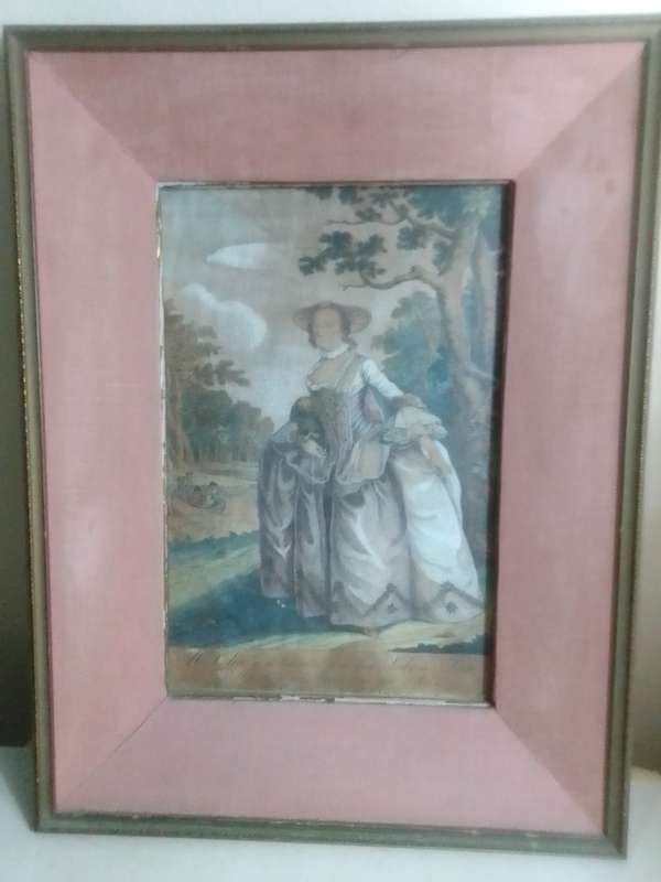 A Very old 1900's oil Painting. Mrs Clive. Show me to the Pumphouse. A painting under matt glass