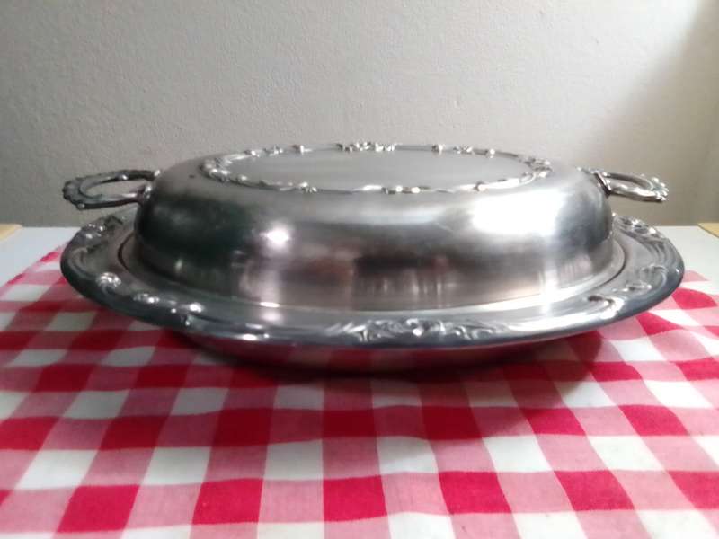 Vintage EMESS X 2 TUREENS. Silver Plated Oval Serving Dish, Casserole Dish Holder, Ornate Dining.