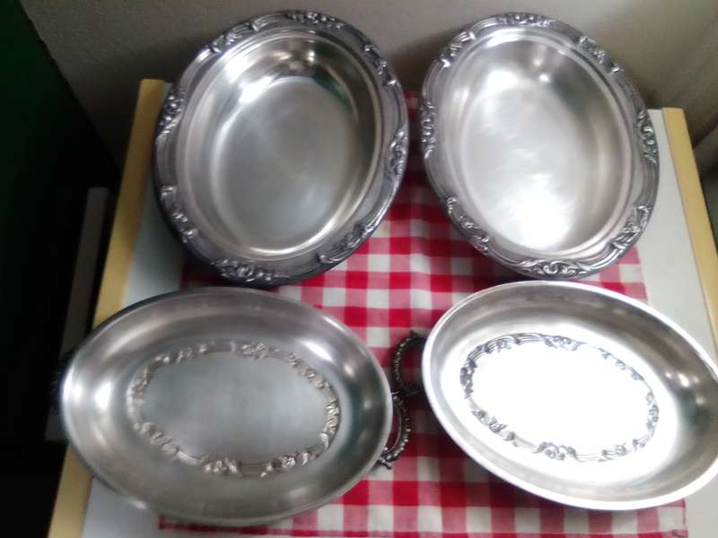 Vintage EMESS X 2 TUREENS. Silver Plated Oval Serving Dish, Casserole Dish Holder, Ornate Dining.