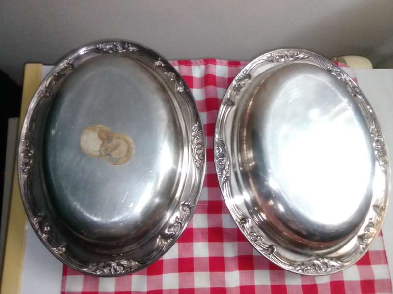 Vintage EMESS X 2 TUREENS. Silver Plated Oval Serving Dish, Casserole Dish Holder, Ornate Dining.