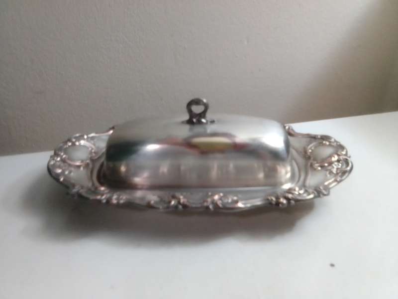 Wow. A ornate Silver Plate Lidded Butter with glass inner tray dish.