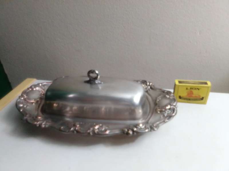 Wow. A ornate Silver Plate Lidded Butter with glass inner tray dish.