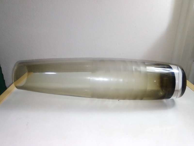 Tall vintage smoke Gray glass vase, retro mod Scandinavian modern.