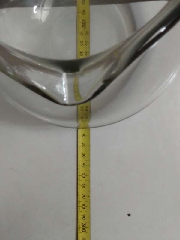 Vintage large glass Water jug, Clear Glass Flared Rim Footed Pitcher.