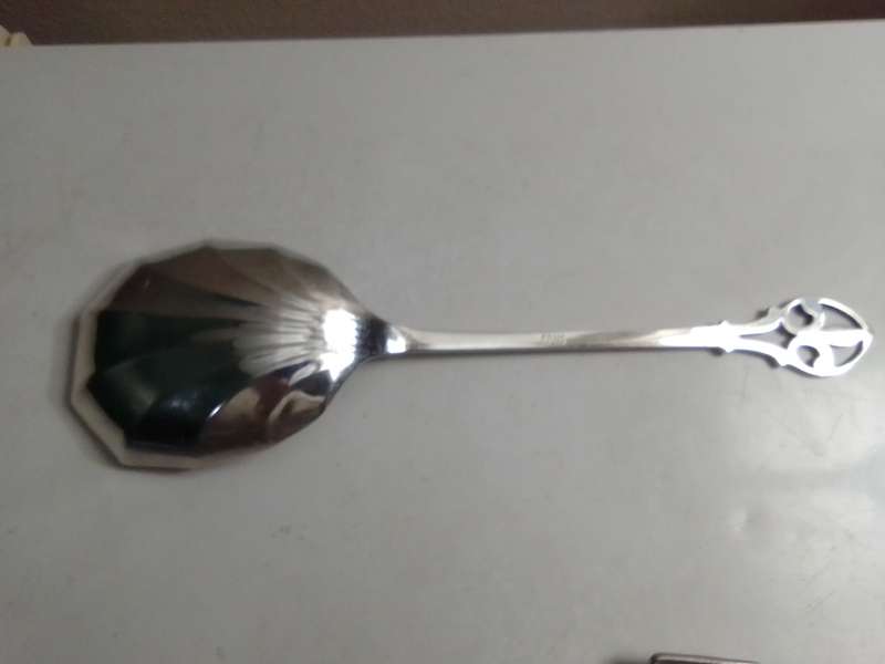 8 Grape fruit spoon set and 4 butterfly napkin rings