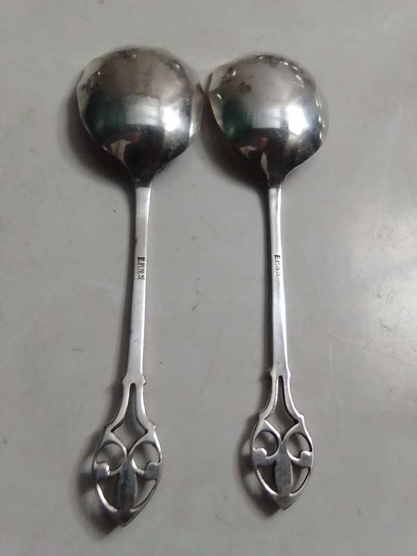 8 Grape fruit spoon set and 4 butterfly napkin rings