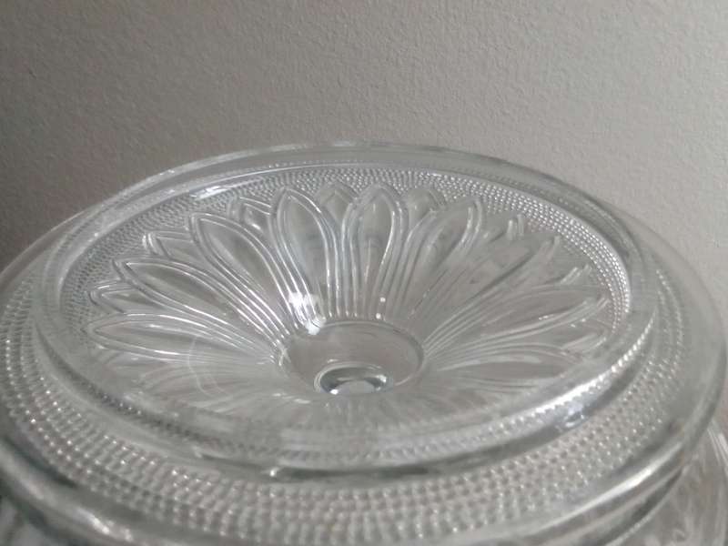 Vintage Large glass Cookie Jar lidded.