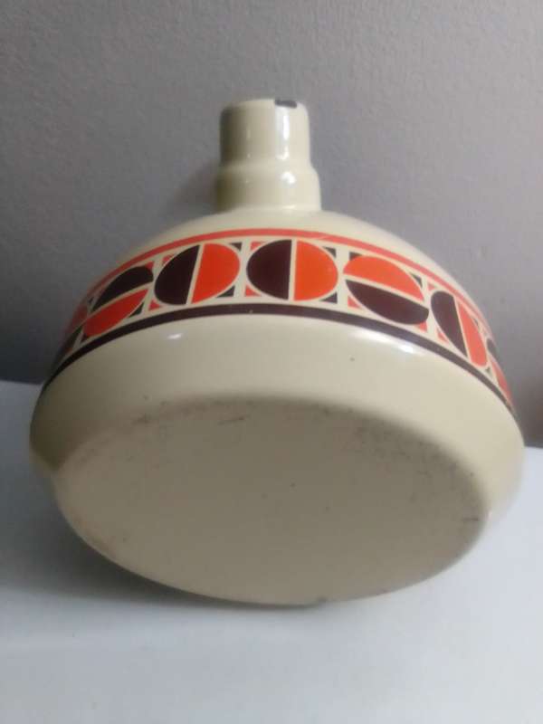 Fancy stove top whistling Kettle cream enamel with patons.
