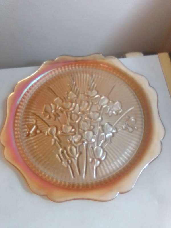 Vintage Arcoroc Glass Salad Bowl - Cristal dArques - Made in France + Platter Jeannette Iridescent