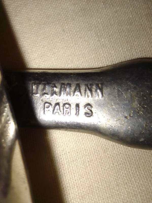 1890-1930 Antique Nickel plated. Wind instrument "UllMann" PARIS. FRENCH METAL CAST OCARINA