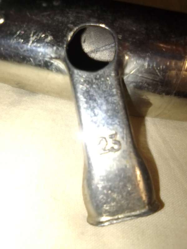 1890-1930 Antique Nickel plated. Wind instrument "UllMann" PARIS. FRENCH METAL CAST OCARINA