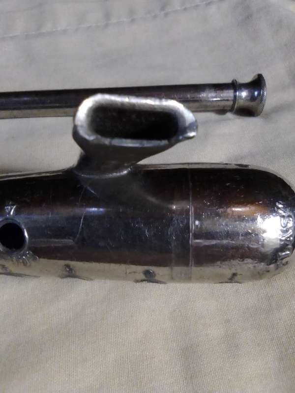 1890-1930 Antique Nickel plated. Wind instrument "UllMann" PARIS. FRENCH METAL CAST OCARINA