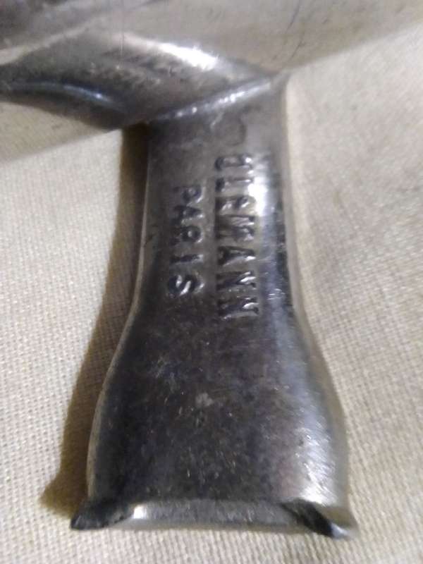 1890-1930 Antique Nickel plated. Wind instrument "UllMann" PARIS. FRENCH METAL CAST OCARINA